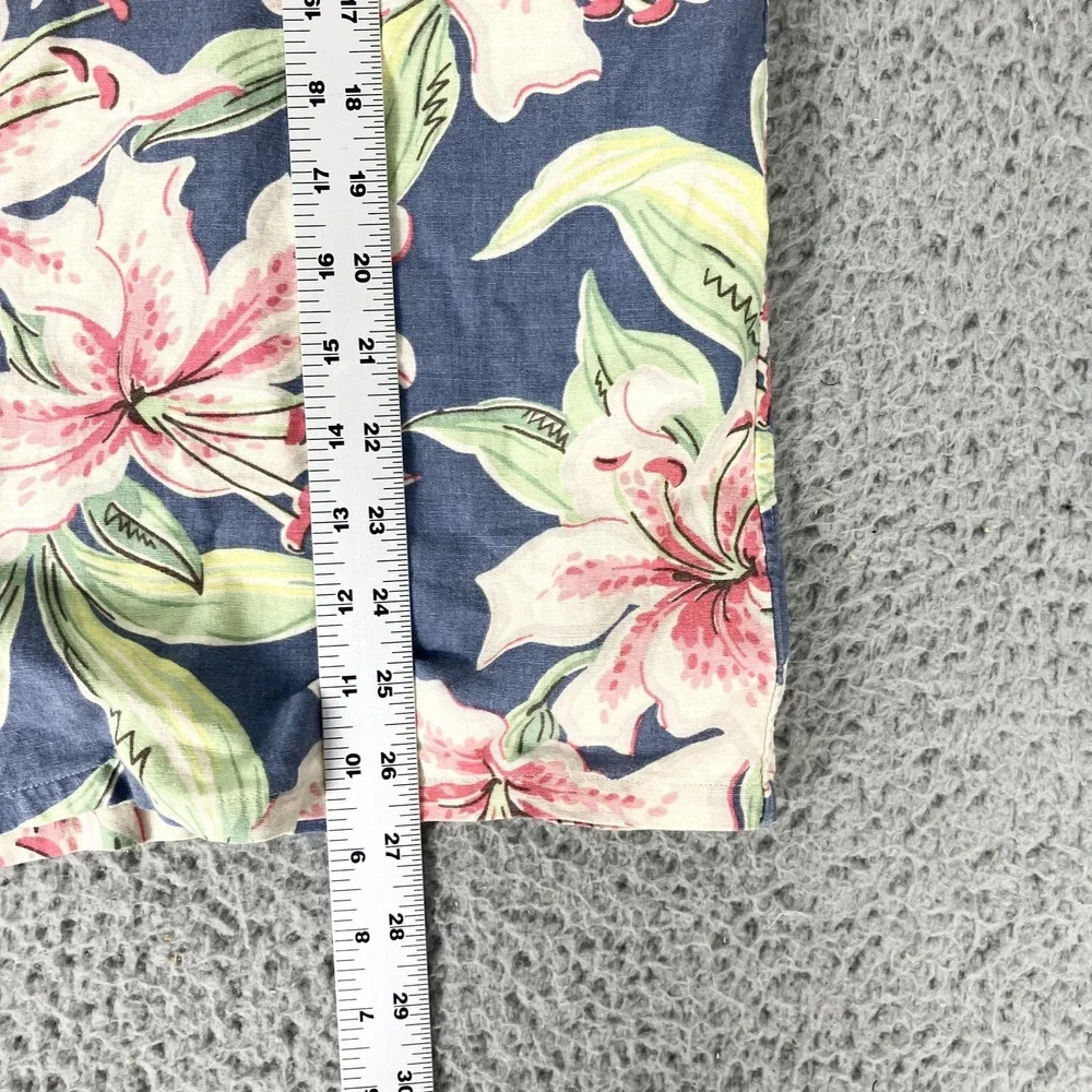 Polo Ralph Lauren Shirt Mens Medium Linen Hawaiian Floral Short Sleeve Camp
